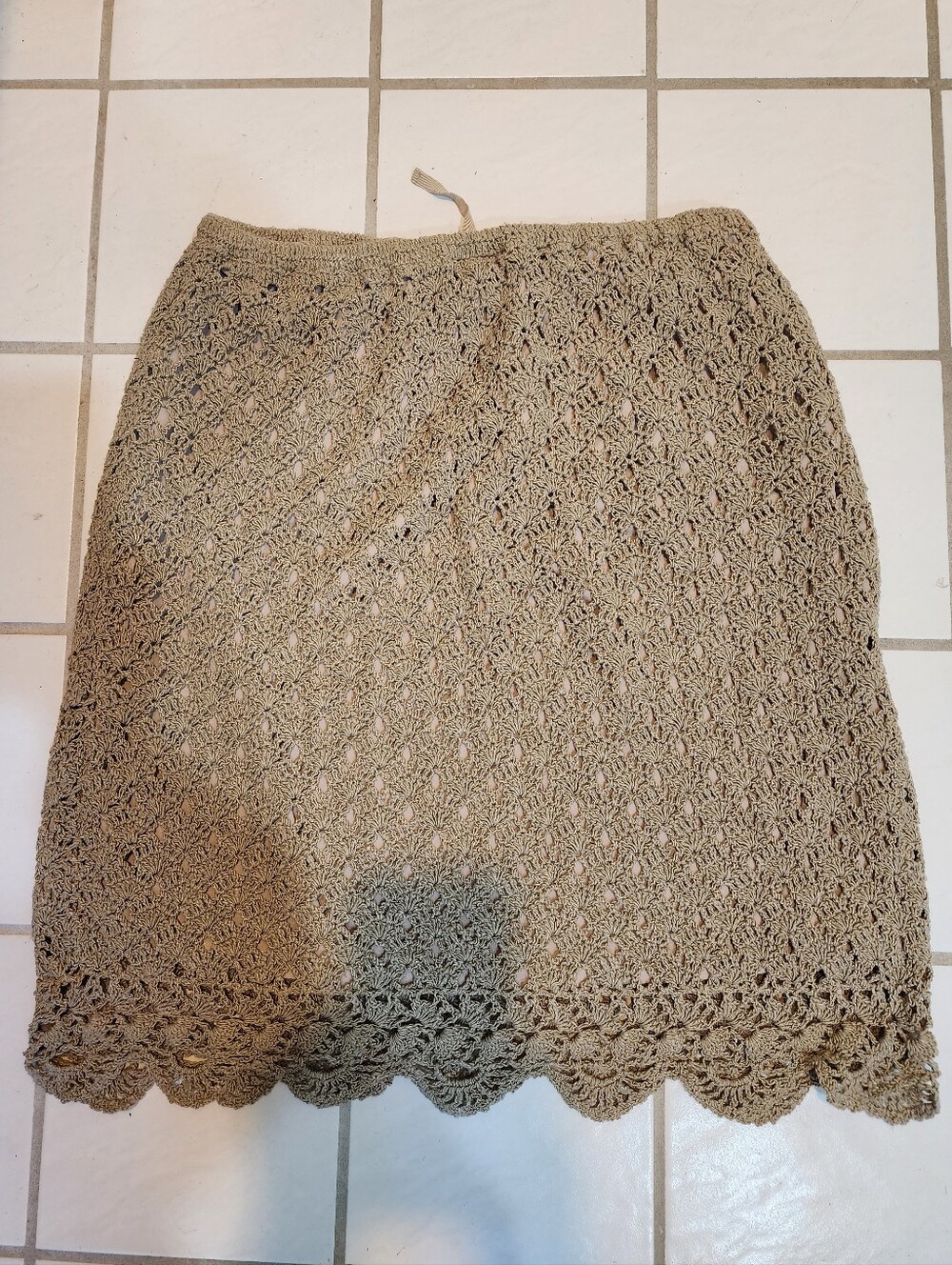 Crochet A-Line Skirt - Cream